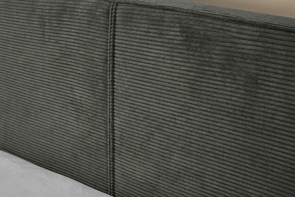 Komfortables Boxbett ROCCO 180x200cm dunkelgrau Cord mit Stauraum und Lattenrost