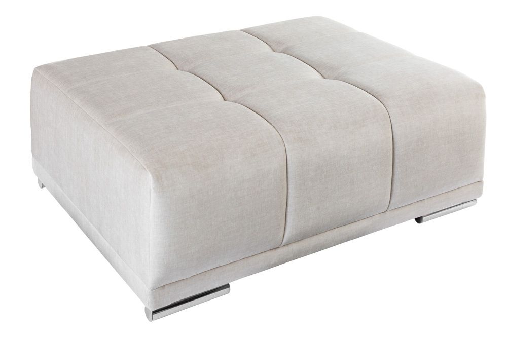 Extravaganter Hocker ELEGANCIA 110cm champagner beige Vogue Velours Samt Ziersteppung