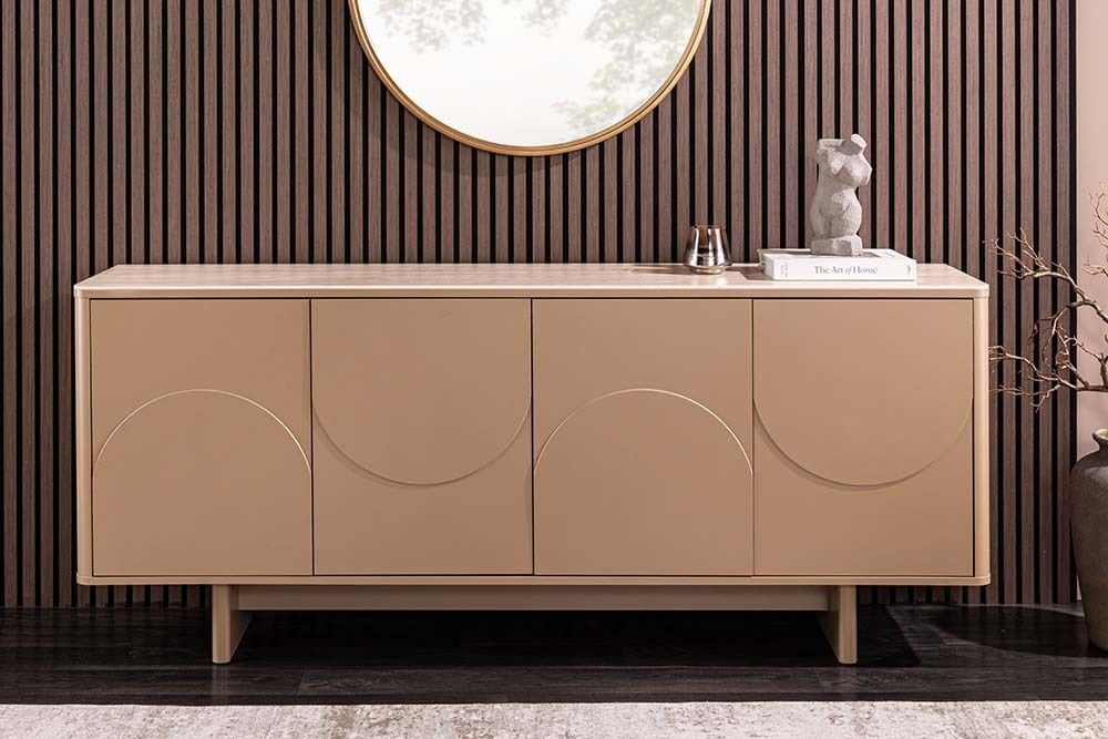 Design Sideboard SAVOY 180cm grau beige greige Travertin Keramik Stauraum 3D-Front