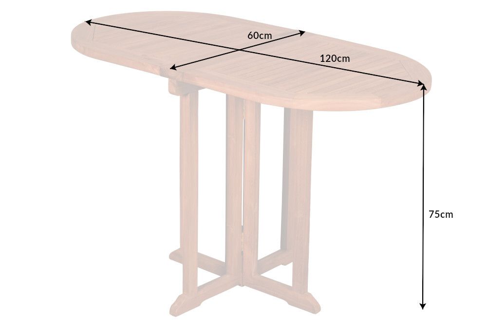 Massiver Balkontisch EMPIRE TEAK 120cm natur Teakholz klappbar Gartentisch Outdoor