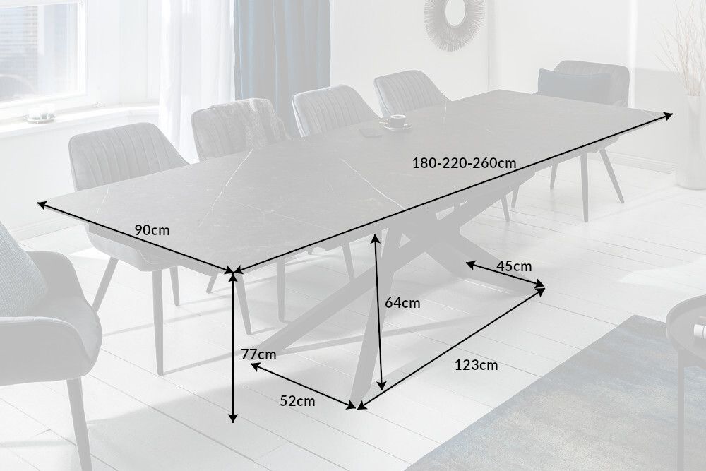 Ausziehbarer Esstisch EUPHORIA 180-220-260cm Graphit Keramik made in Italy