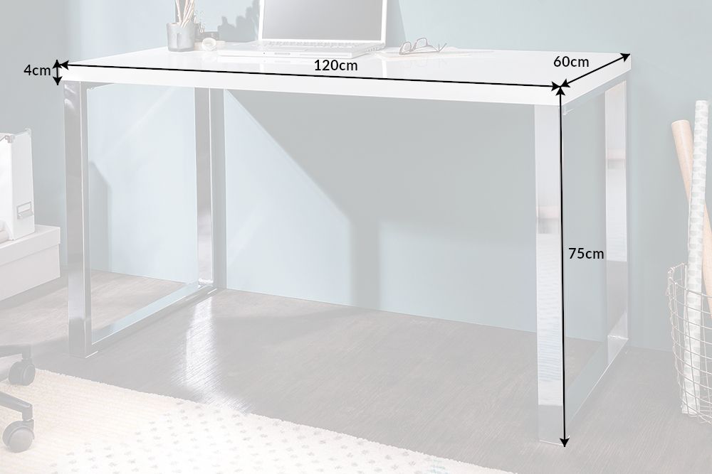 Moderner Schreibtisch WHITE DESK 120cm weiß Hochglanz Bürotisch