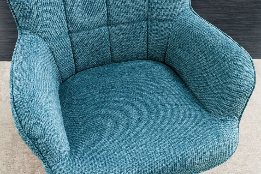 Moderner Sessel SCANDINAVIA blau Strukturstoff schwarz Metall mit Armlehne