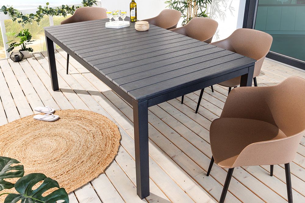Ausziehbarer Gartentisch DESIGNO 200-250-300cm grau Aluminium In- und Outdoor Esstisch