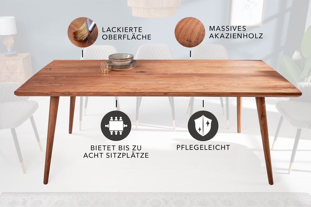 Massiver Esstisch MYSTIC LIVING 160cm Akazie natur Massivholz
