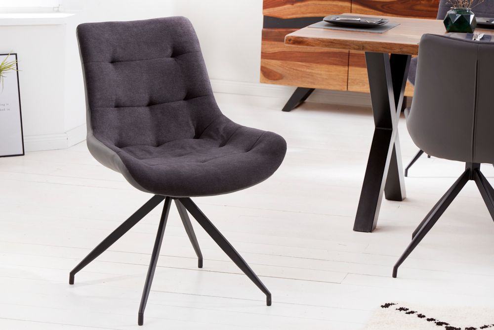 Design Stuhl DIVANI dunkelgrau Metallgestell schwarz im Retro Stil