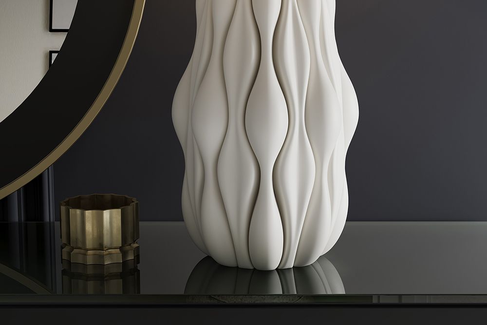 Moderne Tischlampe ELEGANCIA 65cm weiß gold Keramik weißer Leinenschirm