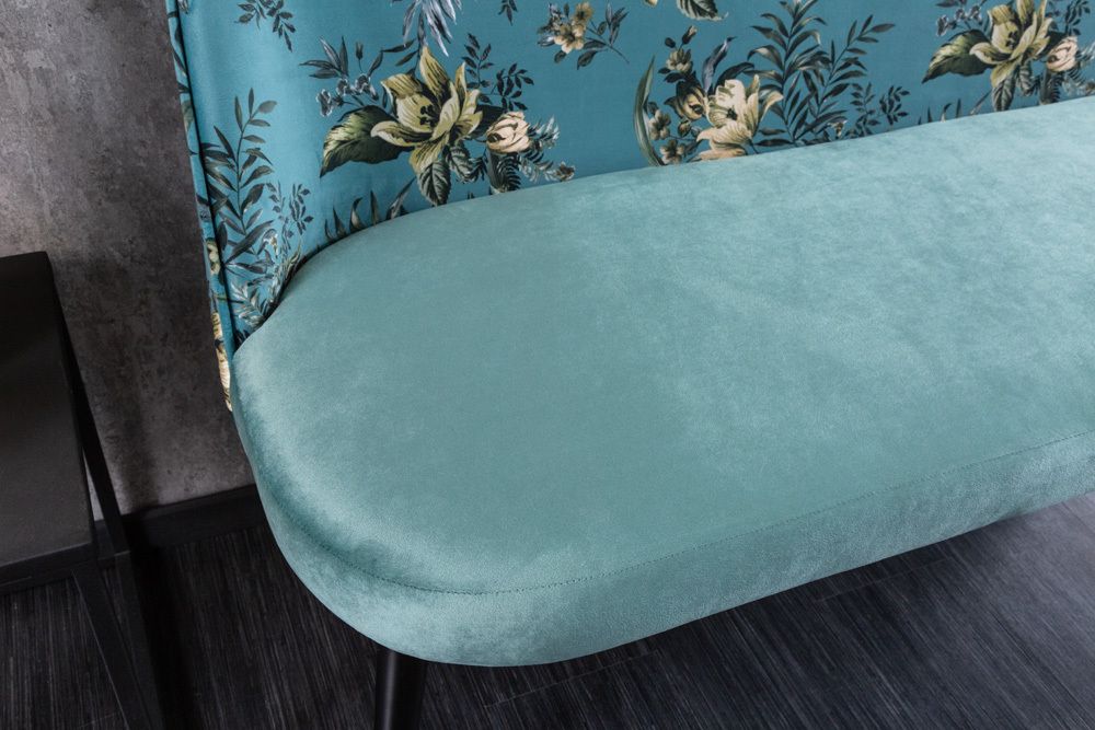 Design Bank PRÊT-À-PORTER türkis Samt florales Muster und goldene Fußkappen