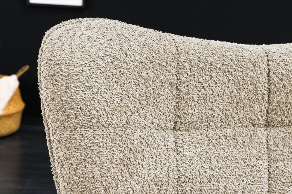 Moderner Sessel SCANDINAVIA champagner greige Bouclé mit Armlehnen