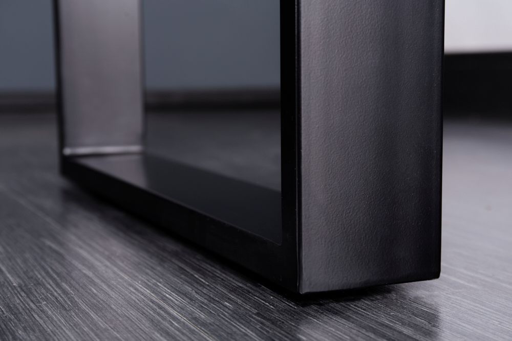 Massivholz Esstisch IRON CRAFT 140cm braun schwarz Sheesham stone finish Industrial