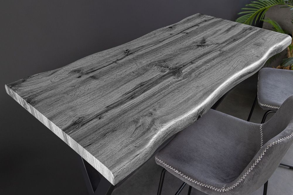 Industrial Bartisch WILD 120cm grau Wildeichen-Design schwarz Metall X-Gestell