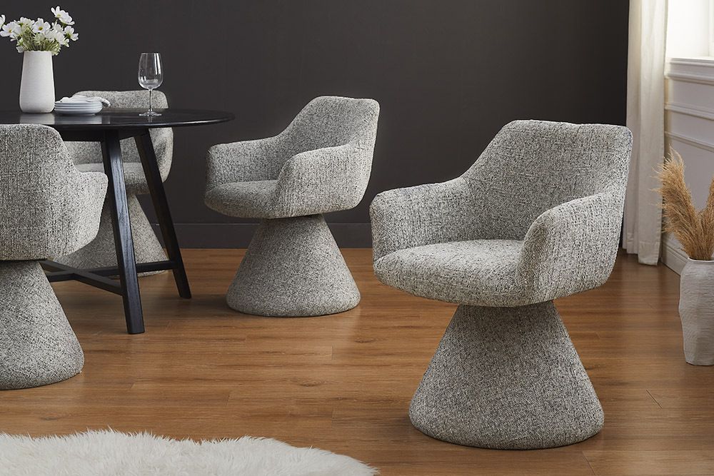 Drehbarer Stuhl AMBIENTO grau Chenille 180° mit Auto-Return Polsterstuhl