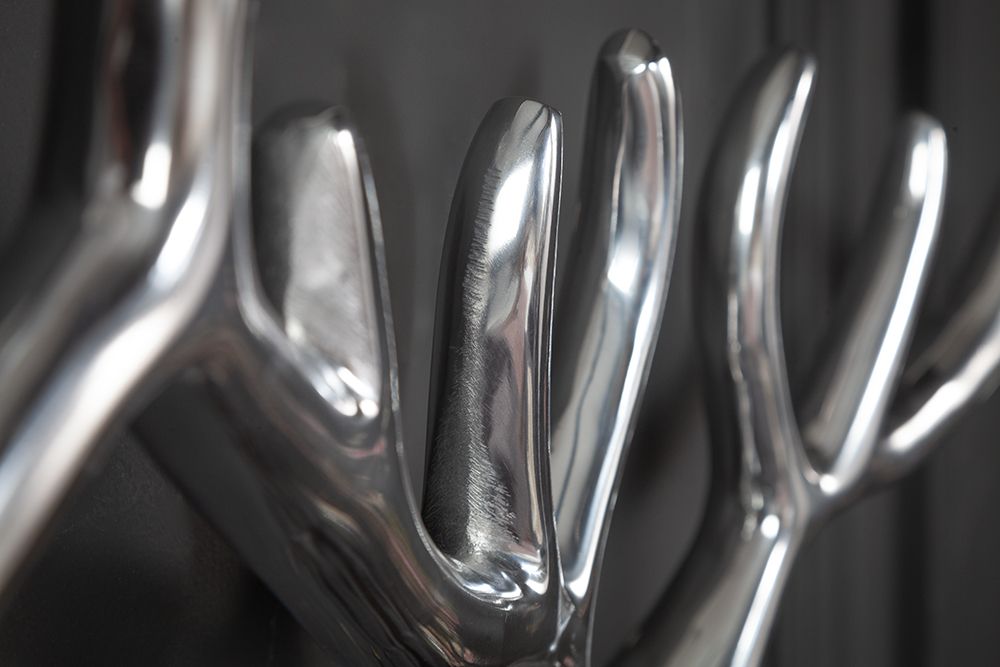 Moderne Wanddekoration VEADO 100cm silber Hirschgeweih