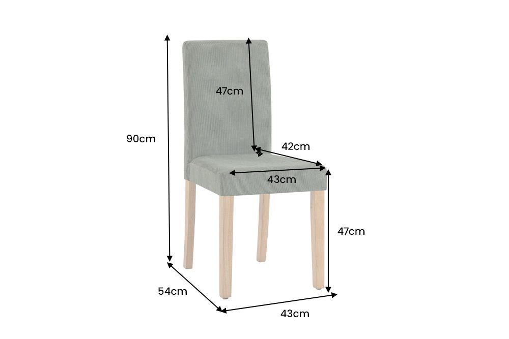 Design Stuhl GENUA grün Cord mit Massivholz-Beinen