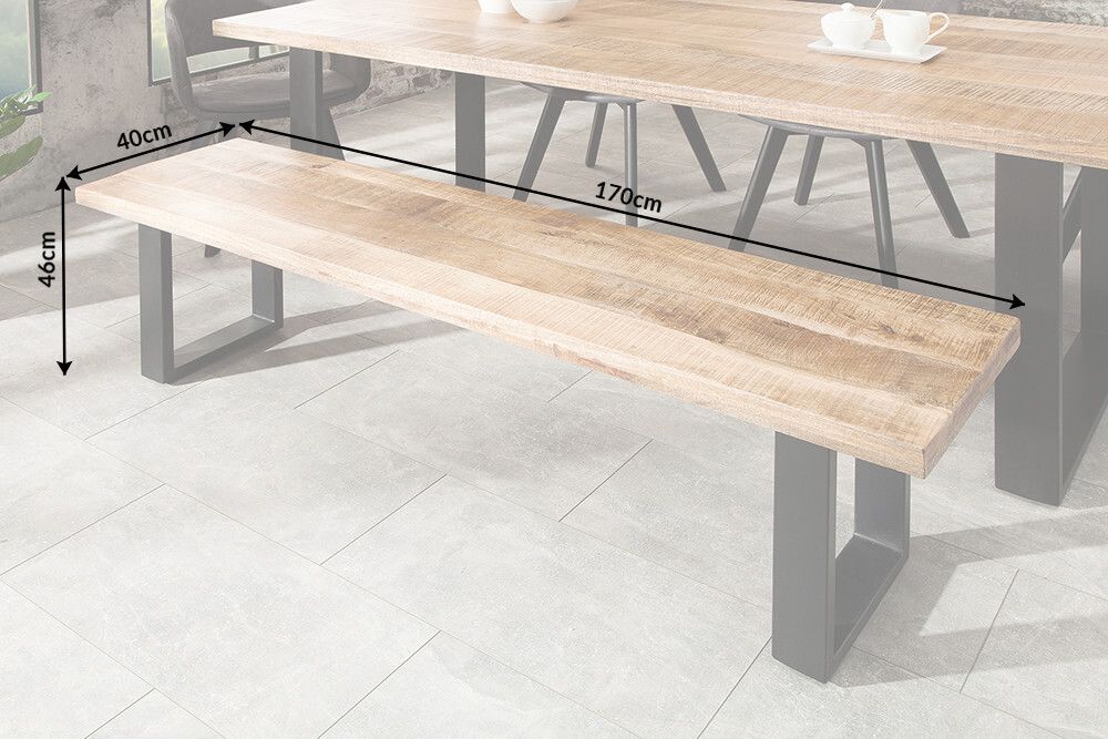 Design Sitzbank IRON CRAFT 170cm Mangoholz Eisen Industrial Design