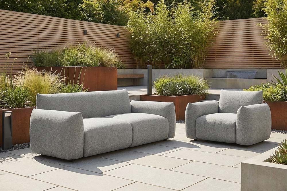 In- und Outdoor Sofa SEAHAWK 205cm anthrazit Aluminium Olefin wetterfest 2-Sitzer Couch