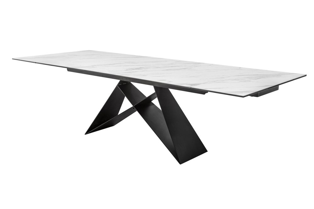 Ausziehbarer Esstisch PROMETHEUS 180-220-260cm weiß Marmor Keramik made in Italy