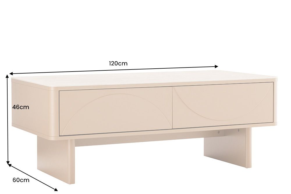 Design Couchtisch SAVOY 120cm grau beige greige Keramik Travertin mit Schublade