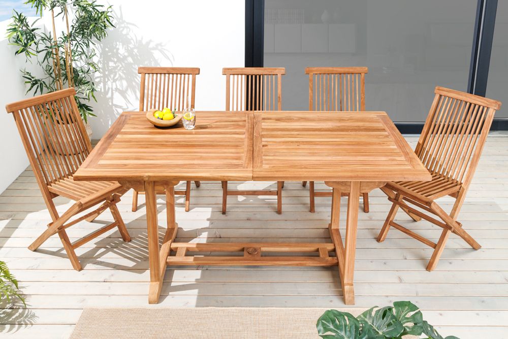 Ausziehbarer Gartentisch EMPIRE TEAK 170-230cm natur Teakholz massiv wetterfest