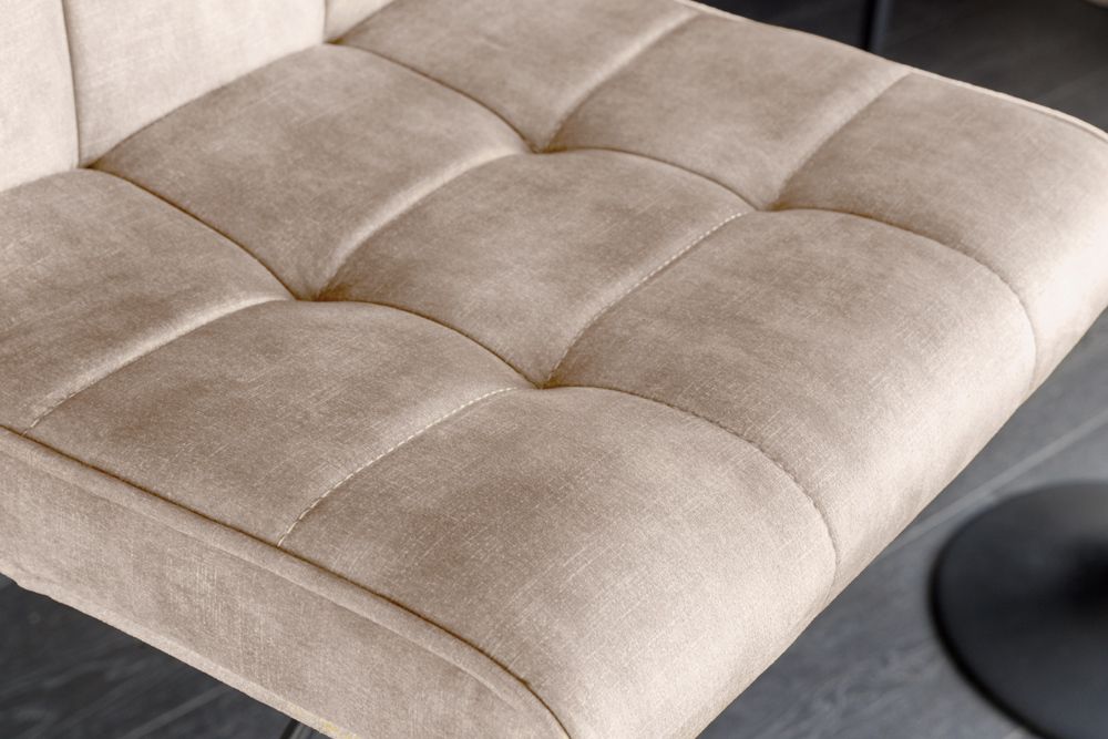 Höhenverstellbarer Barhocker MODENA champagner beige Samt Metall schwarz drehbar