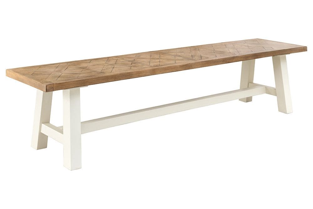 Massive Sitzbank HAMPTONS 200cm hellbraun creme Pinienholz