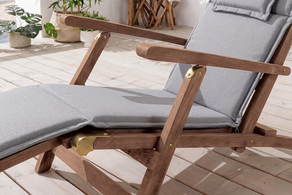 Massive Gartenliege EMPIRE TEAK 175cm natur Teakholz Deckchair verstellbar
