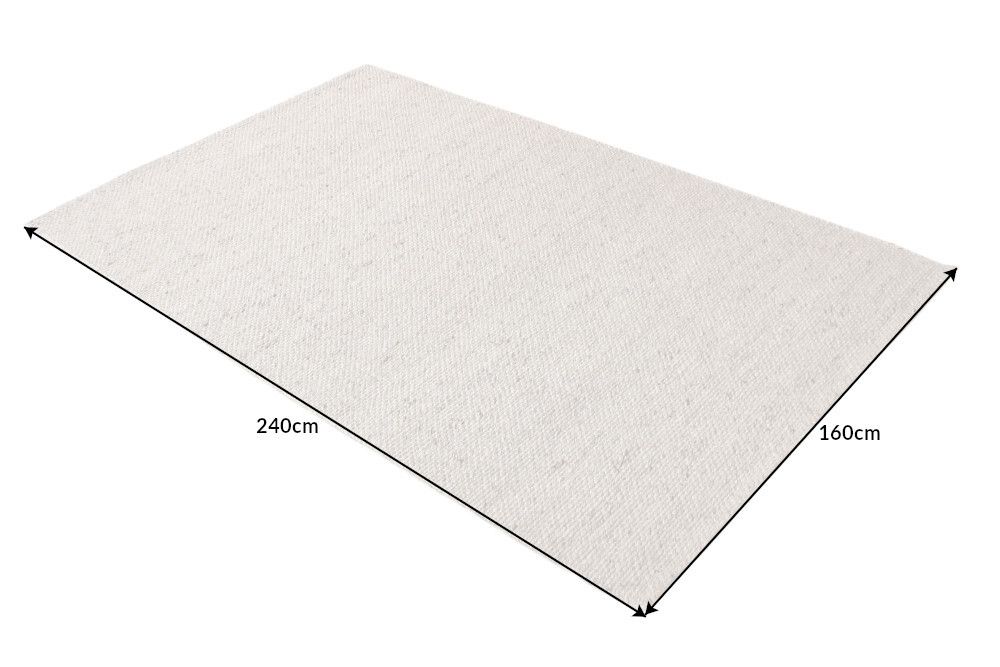 Design Teppich WOOL 240x160cm silbergrau aus Wolle