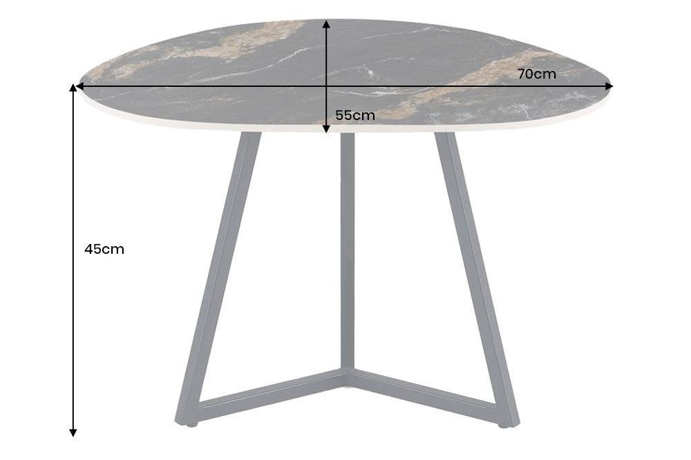 Design Couchtisch MARVELOUS 70cm schwarz gold sand AURORA ORO Keramik Metall
