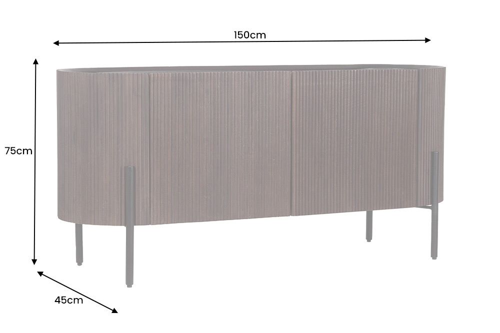 Massivholz Sideboard GATSBY 150cm dunkelbraun Mango Retro Design