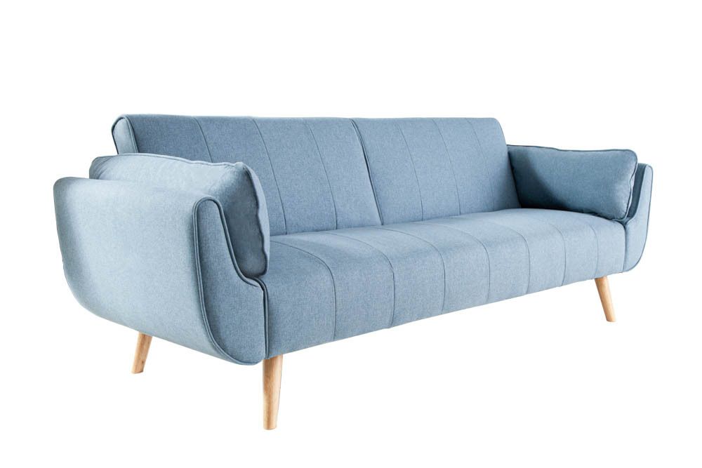 Design Schlafsofa DIVANI 220cm hellblau Strukturstoff Scandinavian 3-Sitzer mit Bettfunktion