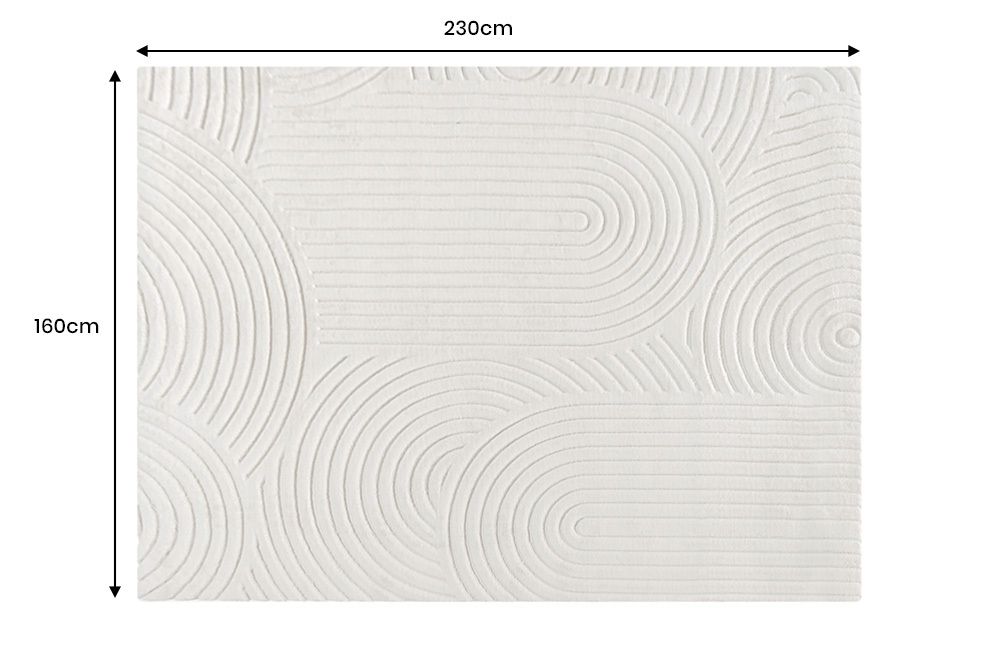 3D strukturierter Kurzflor Teppich ART DECO 230x160cm beige Hoch-Tief-Effekt
