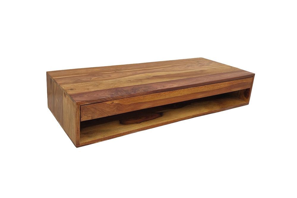 Hängender Konsolentisch PURE 100cm braun Sheeshamholz stone finish Schreibtisch