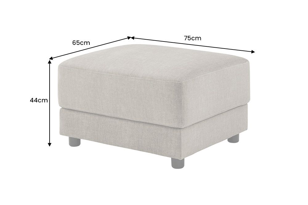 Moderner Hocker LOFT 75cm taupe Vogue Velours Samt Nosagfederung Taschenfederkern