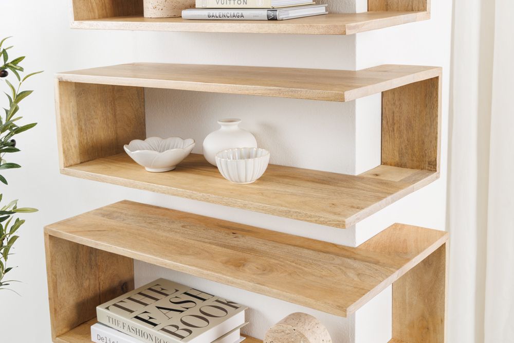 Massives 3er Set Wandregale SURREAL 65cm natur Außenecke Mangoholz