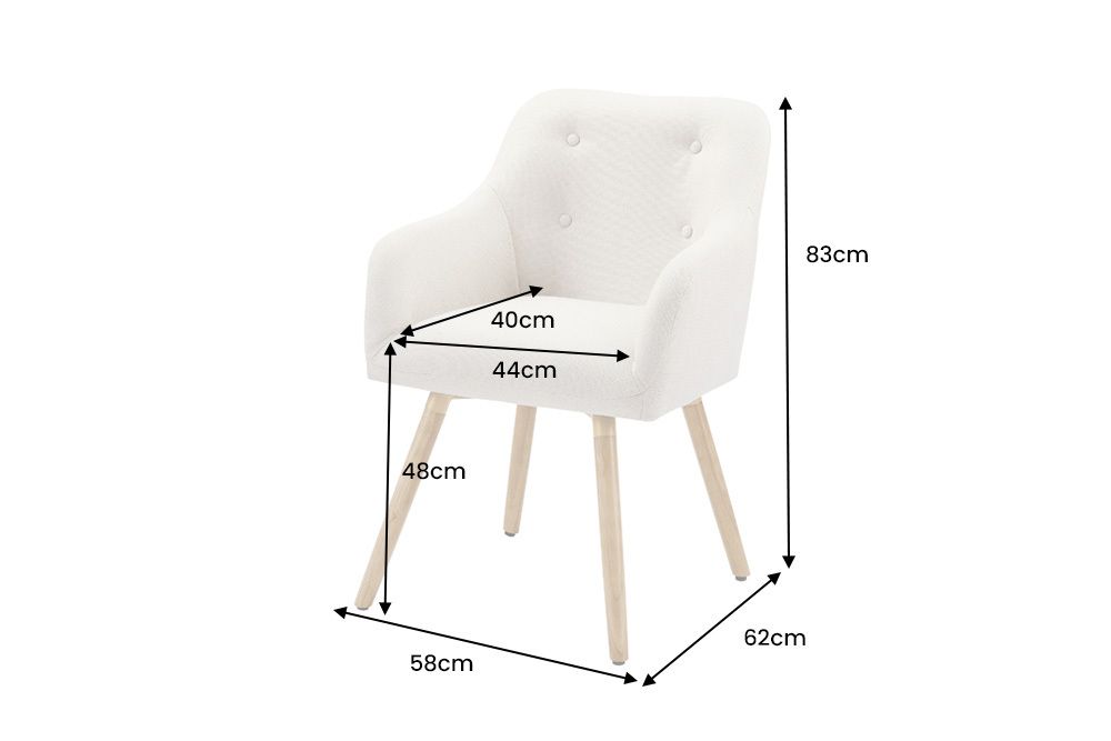 Nordischer Stuhl SCANDINAVIA MEISTERSTÜCK beige natur Strukturstoff Massivholzbeine