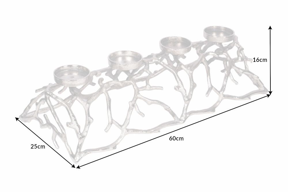 Eleganter Kerzenhalter ABSTRACT 60cm silber für 4 Kerzen