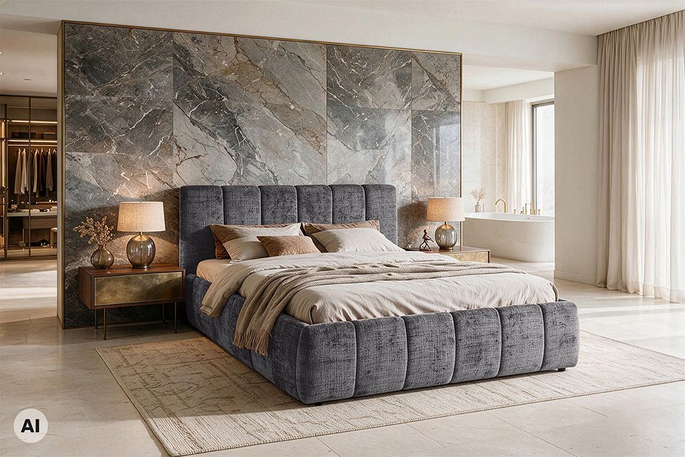 Design Boxbett ADLON 180x200cm grau Chenille mit Stauraum und Lattenrost