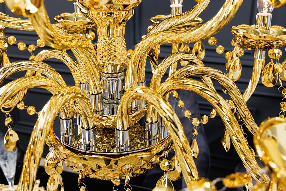 Design Kronleuchter CRYSTAL XL 80cm gold 15-armig Lüster Kristall-Lampe