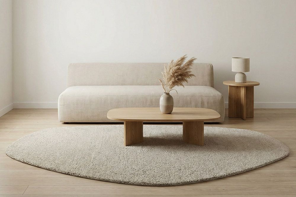 Design Teppich ORGANIC 180x120cm taupe Hochflor Indoor-Teppich organische Form