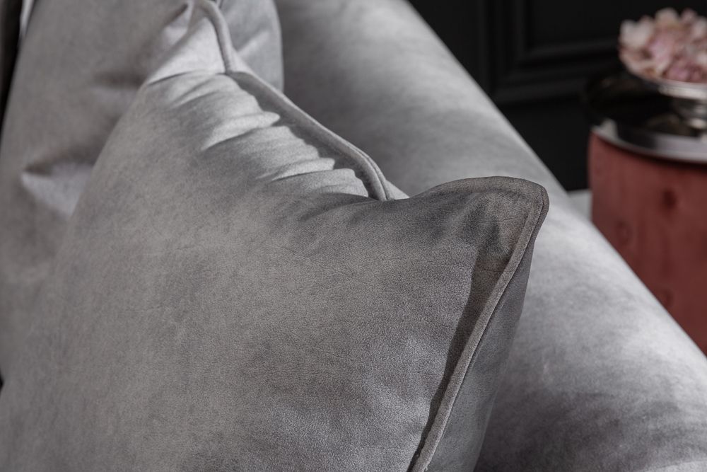 Modernes XXL Ecksofa DECADENCIA 320cm silbergrau Samt Bigsofa inkl. Kissen