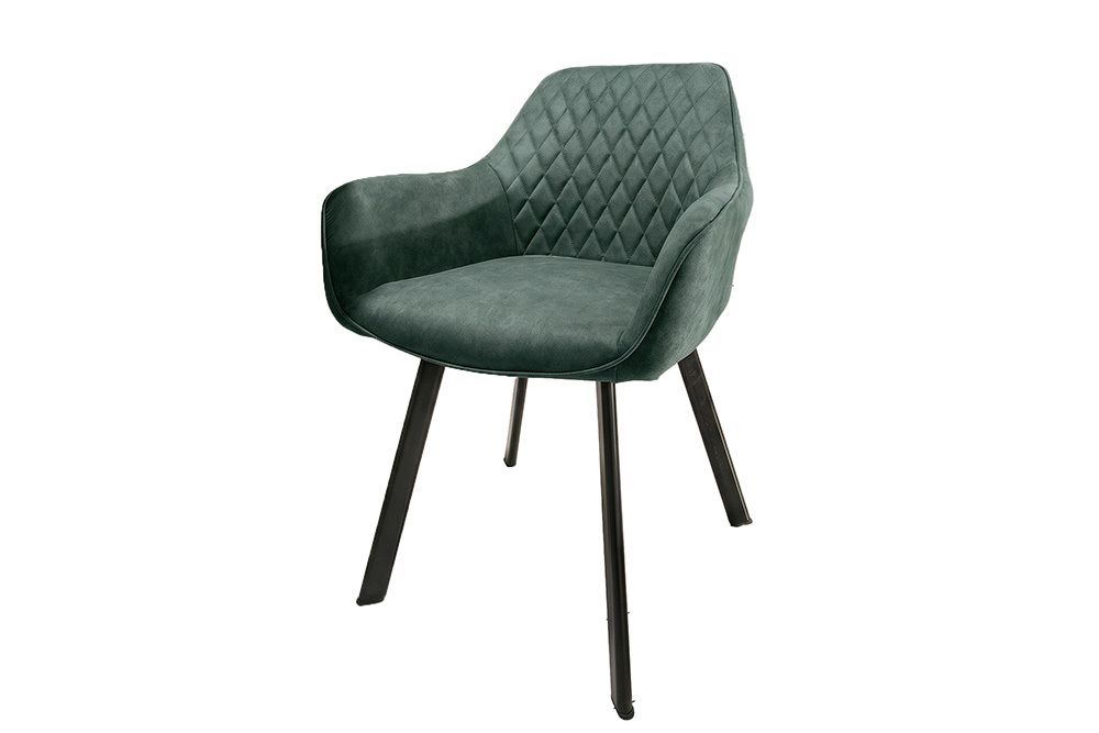 Design Stuhl PALERMO petrol Microfaser mit Armlehne und Ziersteppung