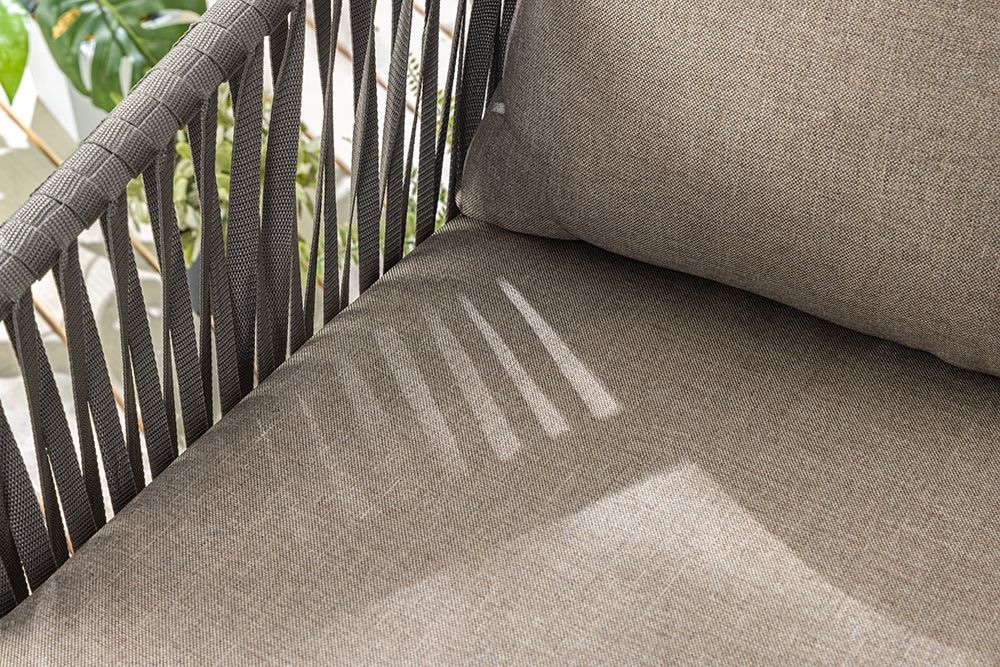Moderner Stuhl ROPE beige anthrazit Aluminium Gartensessel inkl. Kissen In- und Outdoor