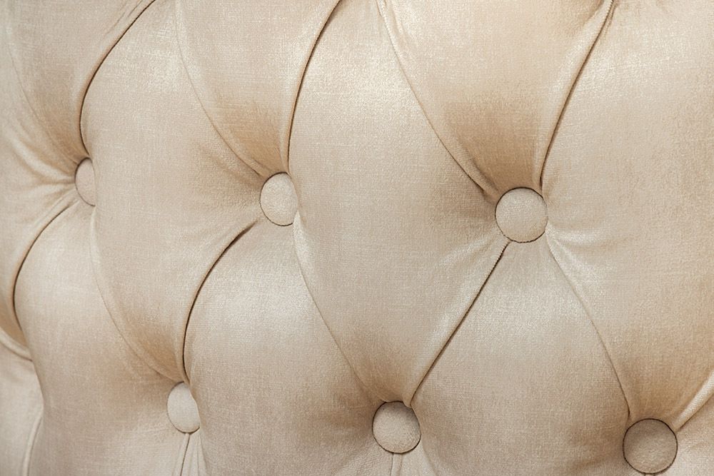 Höhenverstellbarer Barhocker CASTLE DELUXE beige Samt gold Edelstahl mit Löwenkopf