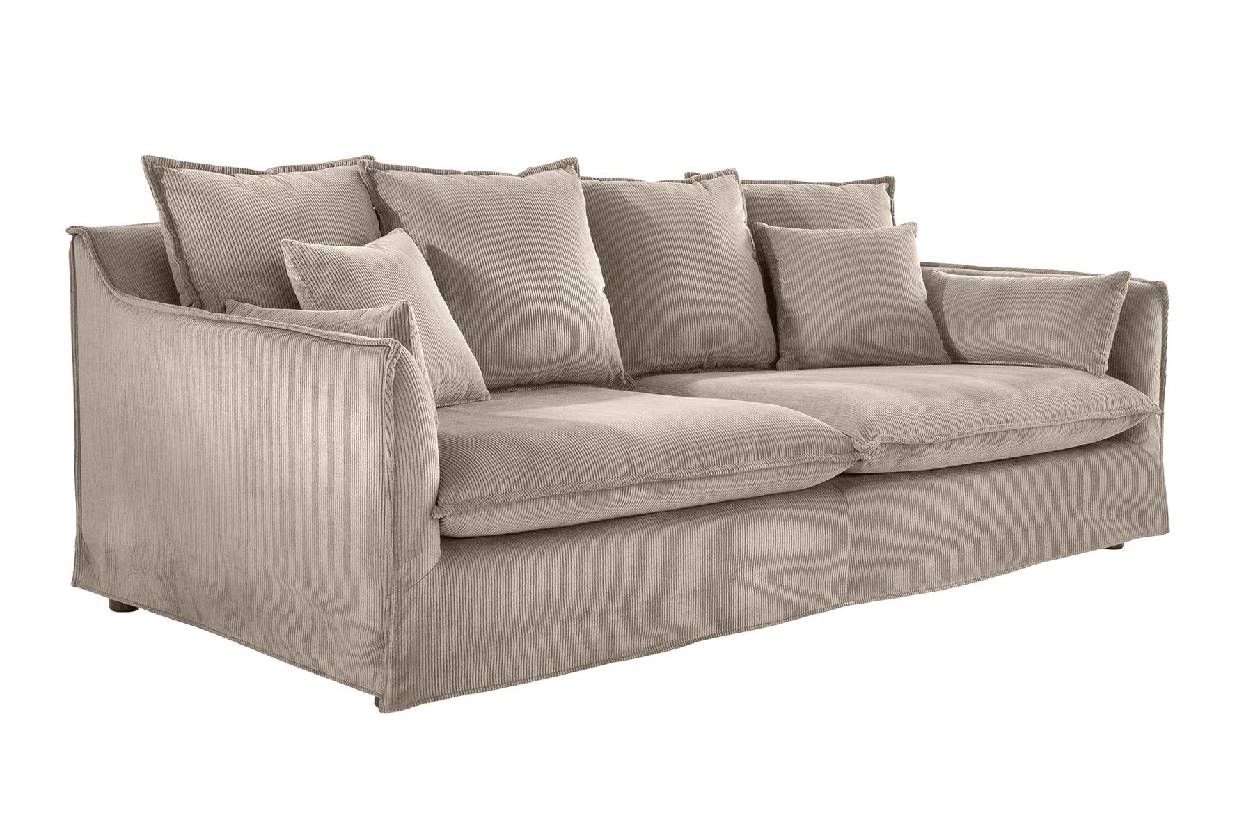 Großes 3-Sitzer Sofa HEAVEN 200cm greige Cord Federkern Hussensofa