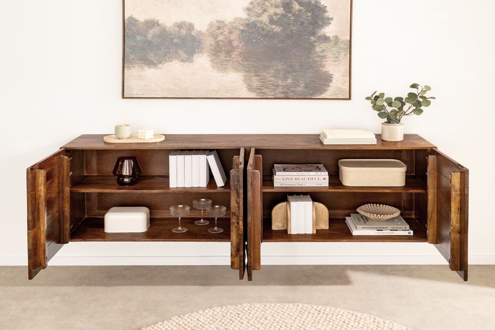 Massives Sideboard VULCANO 180cm hängend natur Mangoholz