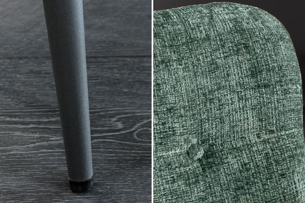 Design Sessel SCANDINAVIA grün Chenille Cremona schwarz Metall mit Armlehne