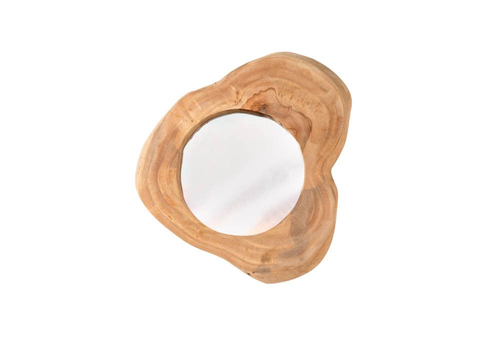 Handgearbeiteter Spiegel REFLECT 31cm natur Teakholz Wandspiegel