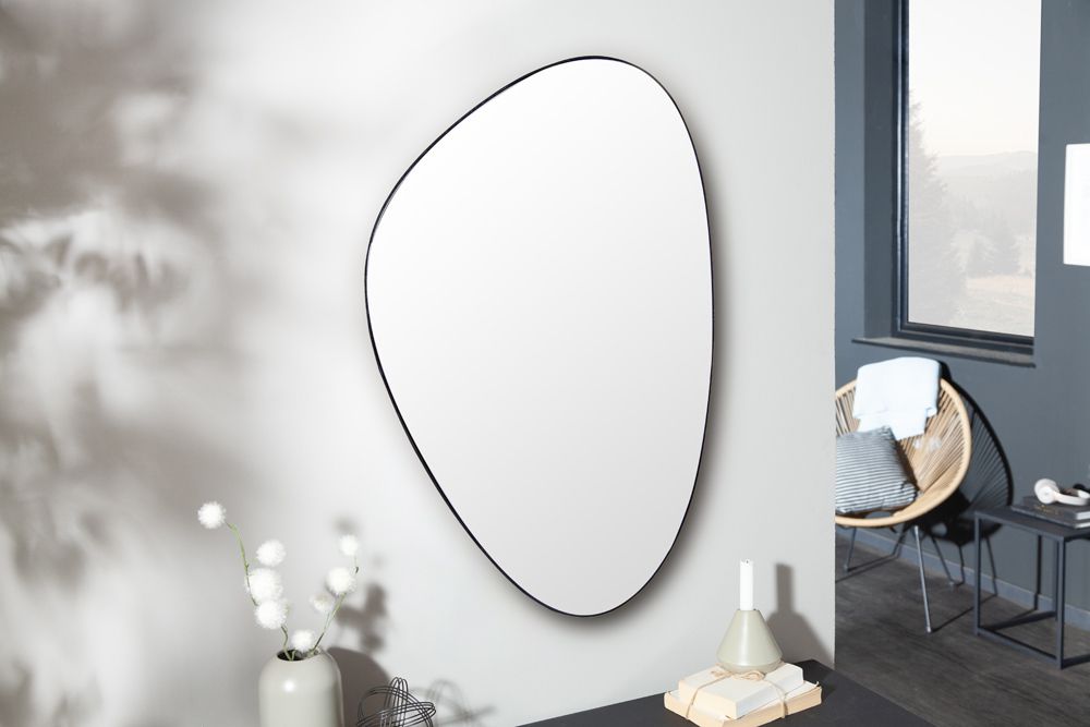 Moderner Wandspiegel NOEMI 90cm schwarz asymmetrisches Design