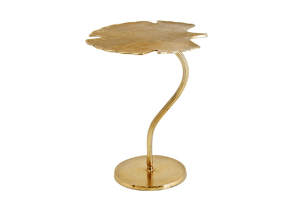 Dekorativer Beistelltisch GINKGO LEAF 55cm gold handmade Metall