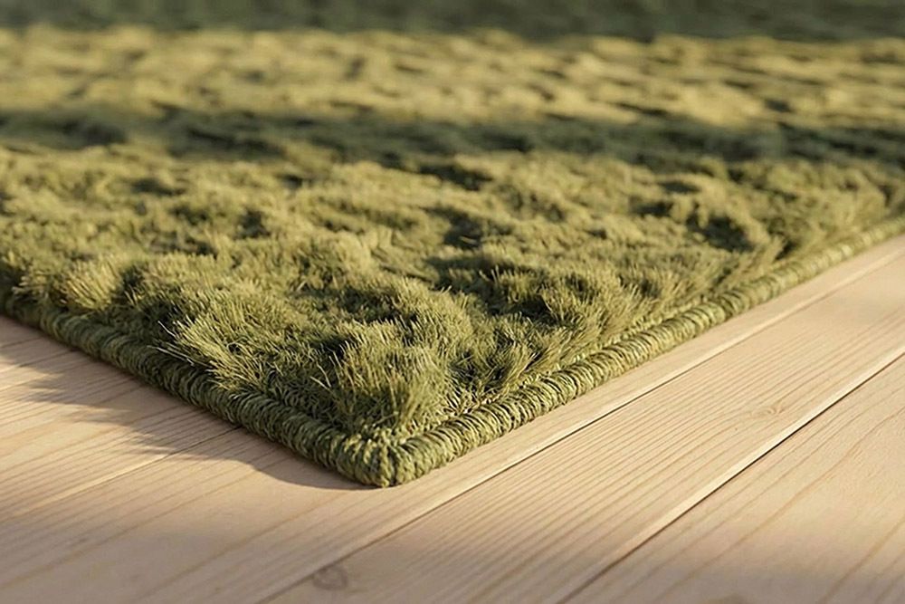 3D Hochflor Teppich DUNE 230x160cm dunkelgrün Hoch-Tief-Effekt